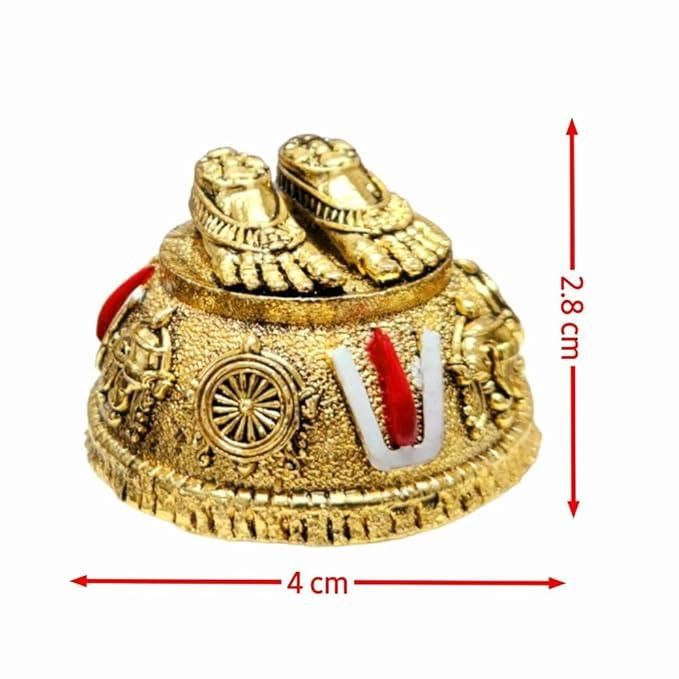 LORD VENKATESHWARA- BALAJI  24K Gold Plated Antique Charan Paduka ALONG WITH SHANKU CHAKRA SYMBOLS